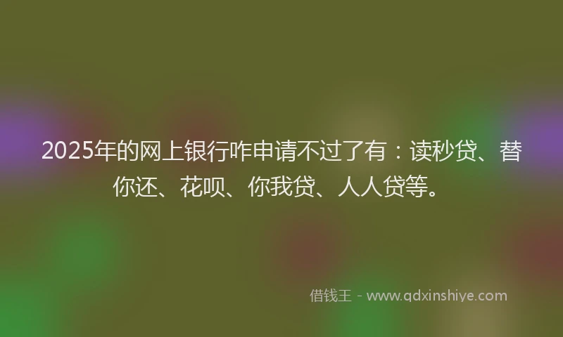 2025年的网上银行咋申请不过了有：读秒贷、替你还、花呗、你我贷、人人贷等。