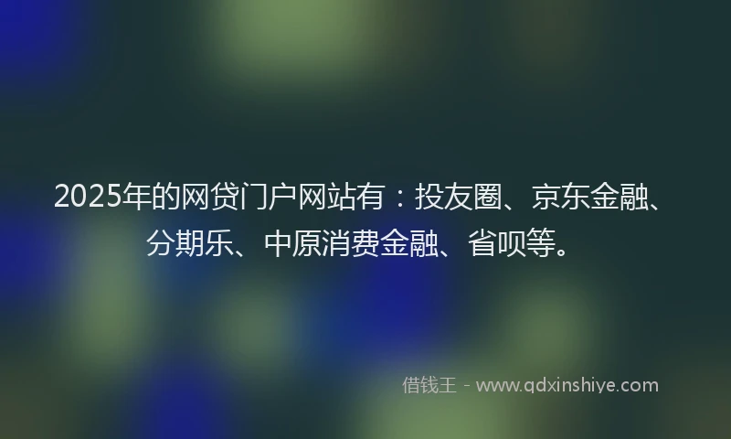 2025年的网贷门户网站有：投友圈、京东金融、分期乐、中原消费金融、省呗等。