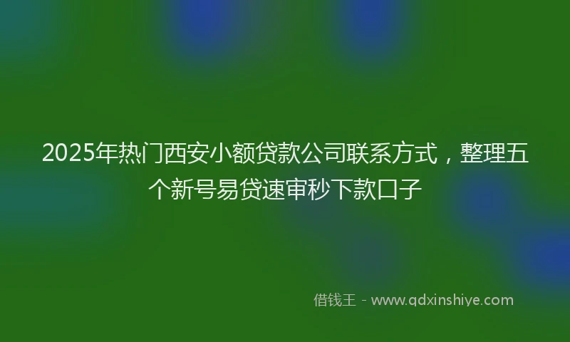2025年热门西安小额贷款公司联系方式，整理五个新号易贷速审秒下款口子