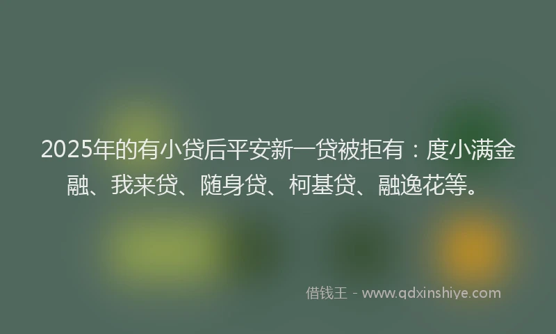 2025年的有小贷后平安新一贷被拒有：度小满金融、我来贷、随身贷、柯基贷、融逸花等。