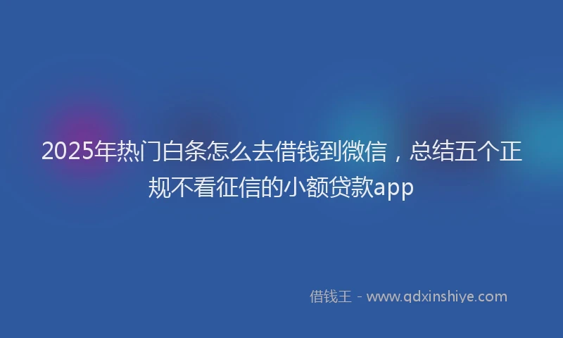 2025年热门白条怎么去借钱到微信，总结五个正规不看征信的小额贷款app