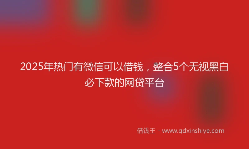 2025年热门有微信可以借钱，整合5个无视黑白必下款的网贷平台