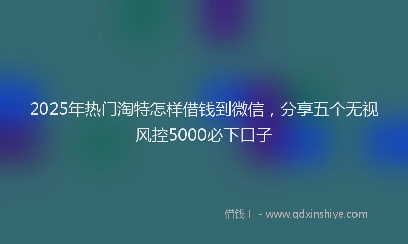 2025年热门淘特怎样借钱到微信，分享五个无视风控5000必下口子