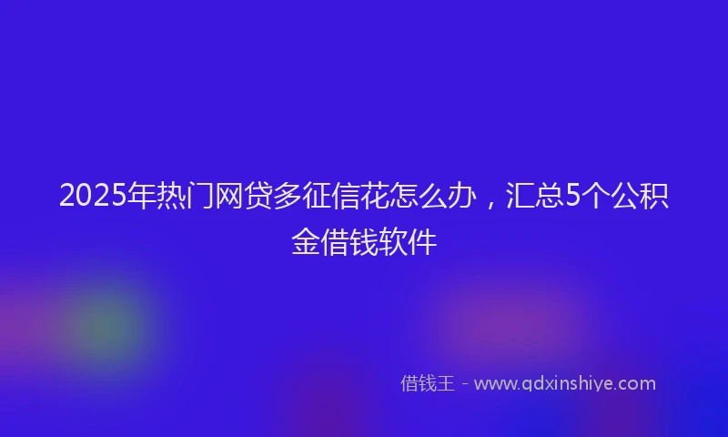 2025年热门网贷多征信花怎么办，汇总5个公积金借钱软件