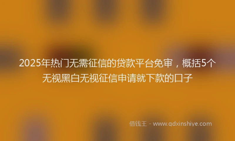 2025年热门无需征信的贷款平台免审，概括5个无视黑白无视征信申请就下款的口子