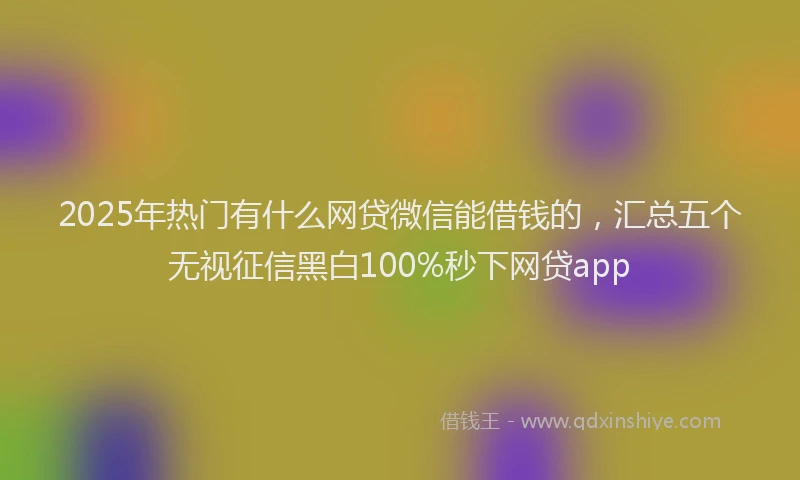 2025年热门有什么网贷微信能借钱的，汇总五个无视征信黑白100%秒下网贷app