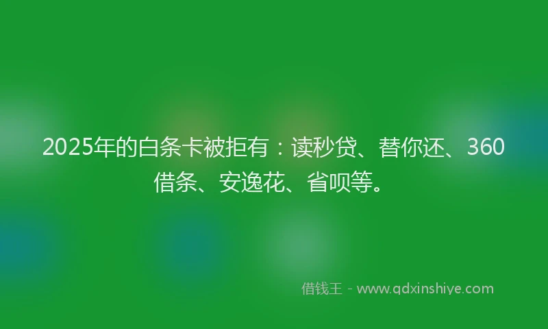 2025年的白条卡被拒有：读秒贷、替你还、360借条、安逸花、省呗等。