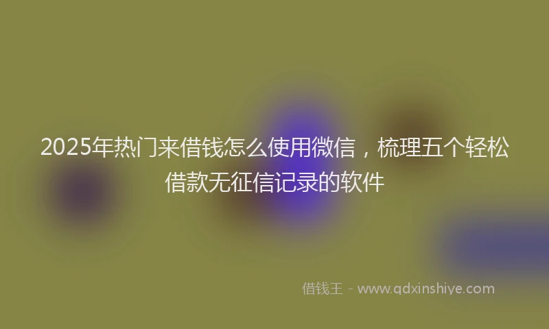2025年热门来借钱怎么使用微信，梳理五个轻松借款无征信记录的软件