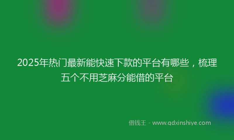 2025年热门最新能快速下款的平台有哪些，梳理五个不用芝麻分能借的平台