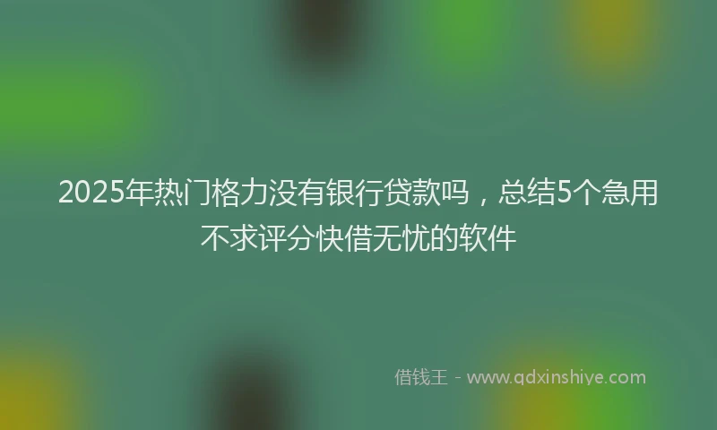 2025年热门格力没有银行贷款吗，总结5个急用不求评分快借无忧的软件
