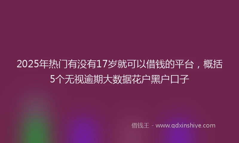 2025年热门有没有17岁就可以借钱的平台，概括5个无视逾期大数据花户黑户口子