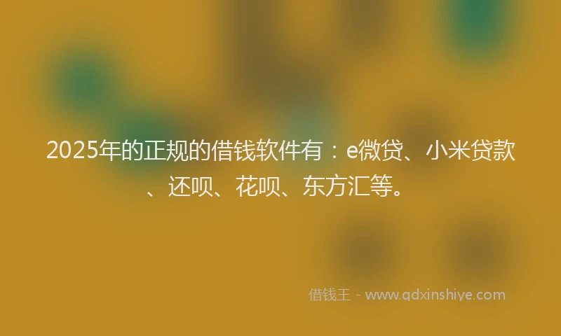 2025年的正规的借钱软件有：e微贷、小米贷款、还呗、花呗、东方汇等。