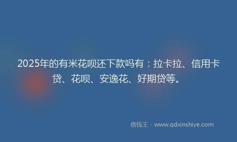 2025年的有米花呗还下款吗有：拉卡拉、信用卡贷、花呗、安逸花、好期贷等。