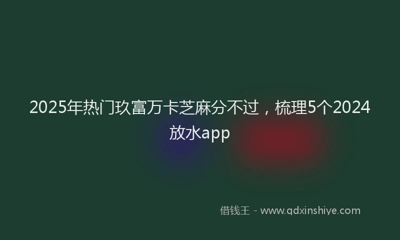 2025年热门玖富万卡芝麻分不过，梳理5个2024放水app