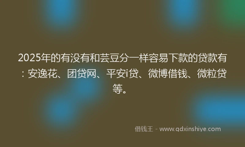 2025年的有没有和芸豆分一样容易下款的贷款有：安逸花、团贷网、平安i贷、微博借钱、微粒贷等。