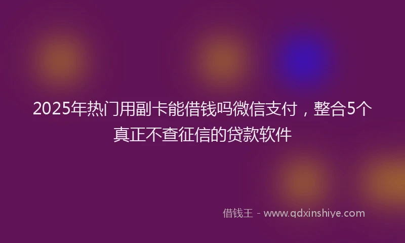2025年热门用副卡能借钱吗微信支付，整合5个真正不查征信的贷款软件