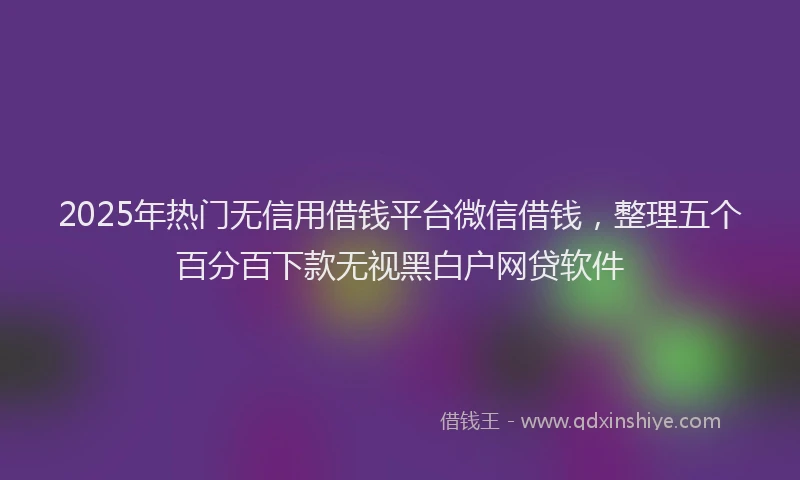 2025年热门无信用借钱平台微信借钱，整理五个百分百下款无视黑白户网贷软件