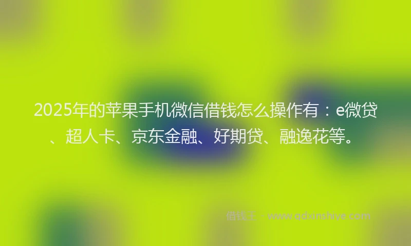 2025年的苹果手机微信借钱怎么操作有：e微贷、超人卡、京东金融、好期贷、融逸花等。