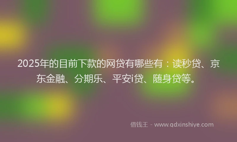 2025年的目前下款的网贷有哪些有：读秒贷、京东金融、分期乐、平安i贷、随身贷等。
