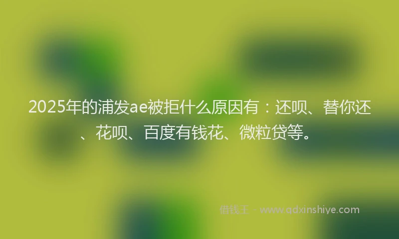 2025年的浦发ae被拒什么原因有：还呗、替你还、花呗、百度有钱花、微粒贷等。