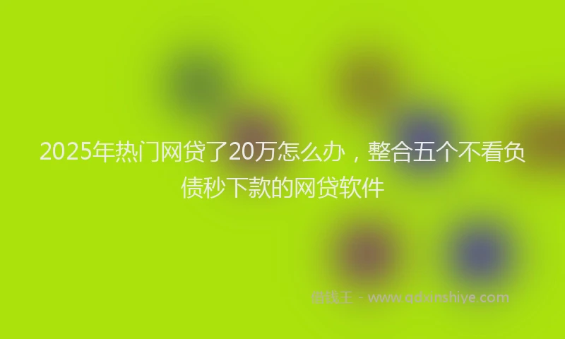 2025年热门网贷了20万怎么办，整合五个不看负债秒下款的网贷软件