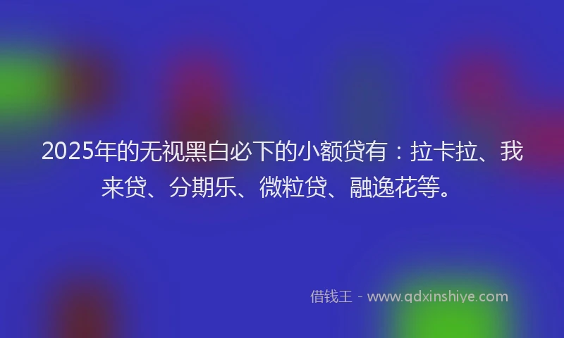 2025年的无视黑白必下的小额贷有：拉卡拉、我来贷、分期乐、微粒贷、融逸花等。