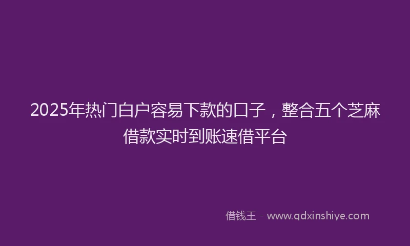 2025年热门白户容易下款的口子，整合五个芝麻借款实时到账速借平台