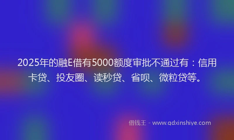 2025年的融E借有5000额度审批不通过有：信用卡贷、投友圈、读秒贷、省呗、微粒贷等。