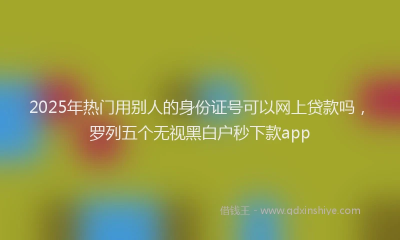 2025年热门用别人的身份证号可以网上贷款吗，罗列五个无视黑白户秒下款app