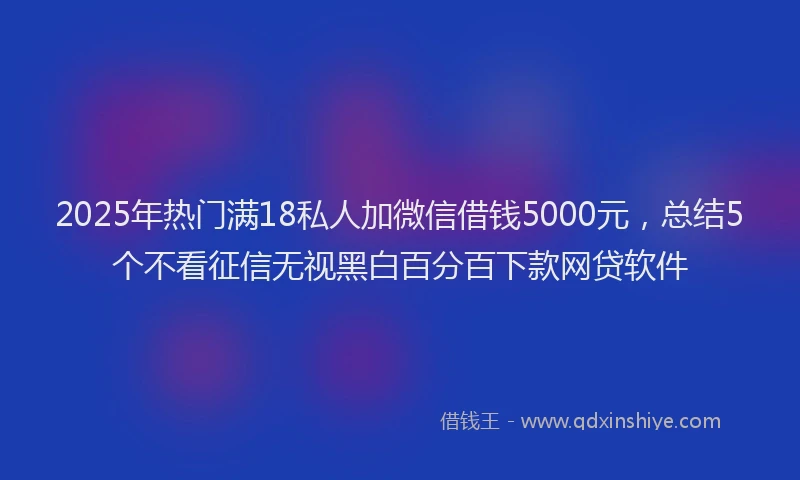 2025年热门满18私人加微信借钱5000元，总结5个不看征信无视黑白百分百下款网贷软件