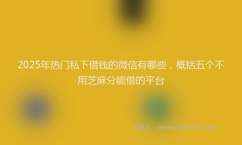 2025年热门私下借钱的微信有哪些，概括五个不用芝麻分能借的平台