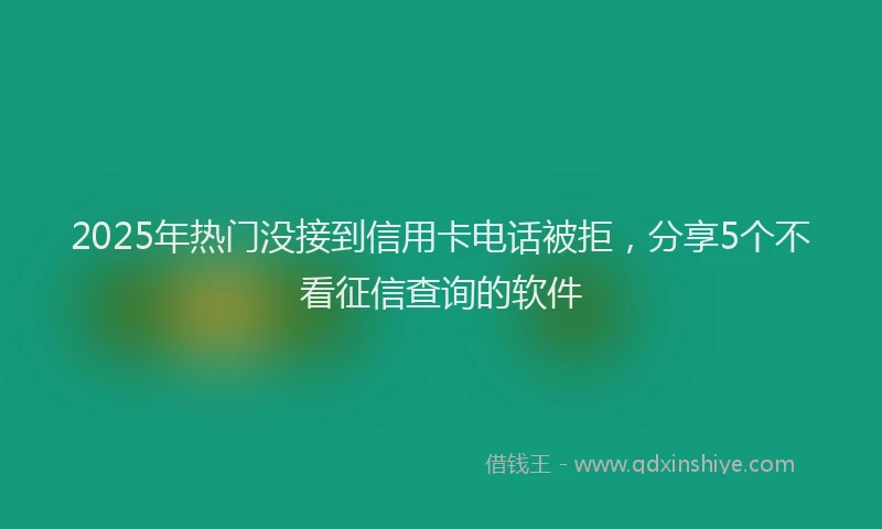 2025年热门没接到信用卡电话被拒，分享5个不看征信查询的软件