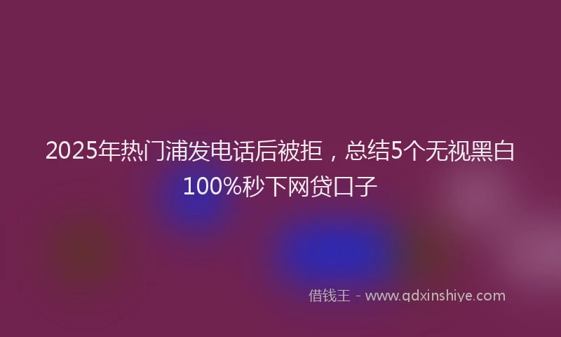 2025年热门浦发电话后被拒，总结5个无视黑白100%秒下网贷口子