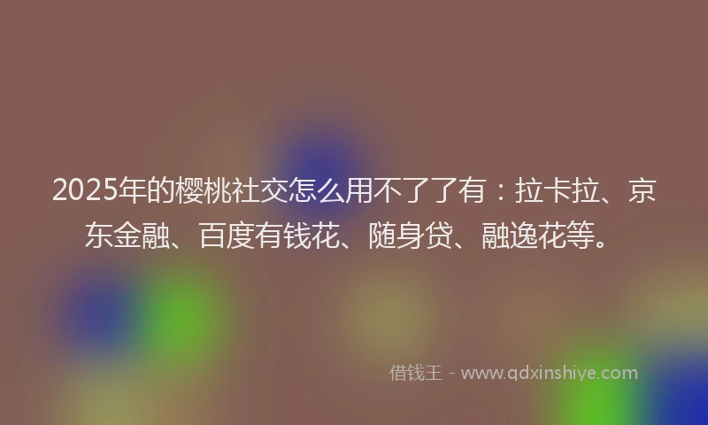 2025年的樱桃社交怎么用不了了有：拉卡拉、京东金融、百度有钱花、随身贷、融逸花等。