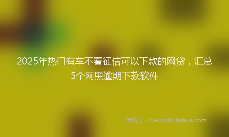 2025年热门有车不看征信可以下款的网贷，汇总5个网黑逾期下款软件