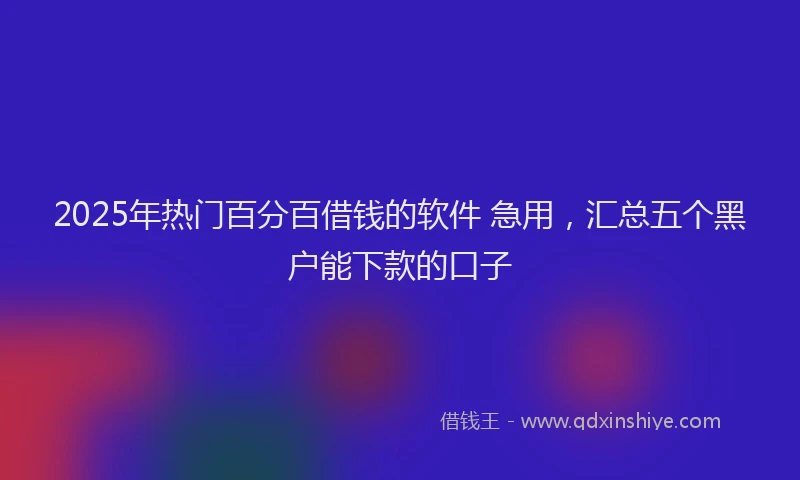 2025年热门百分百借钱的软件 急用，汇总五个黑户能下款的口子