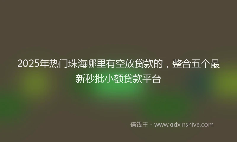 2025年热门珠海哪里有空放贷款的，整合五个最新秒批小额贷款平台
