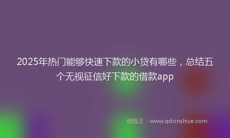 2025年热门能够快速下款的小贷有哪些，总结五个无视征信好下款的借款app
