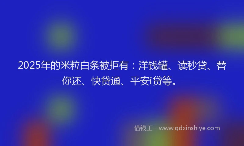 2025年的米粒白条被拒有：洋钱罐、读秒贷、替你还、快贷通、平安i贷等。