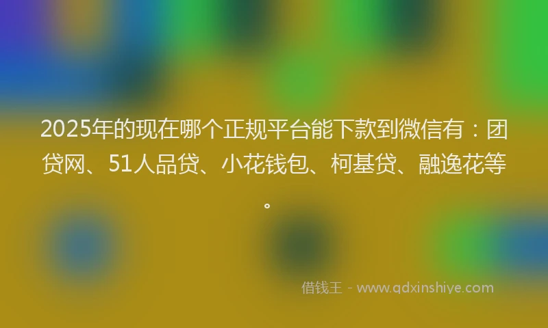 2025年的现在哪个正规平台能下款到微信有：团贷网、51人品贷、小花钱包、柯基贷、融逸花等。