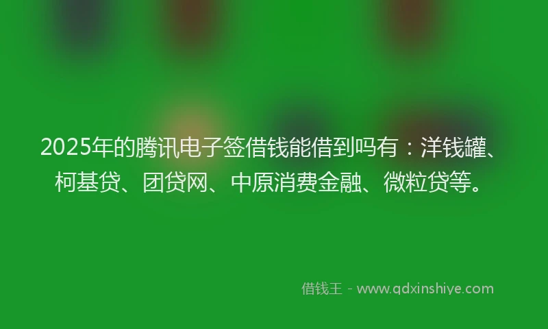 2025年的腾讯电子签借钱能借到吗有：洋钱罐、柯基贷、团贷网、中原消费金融、微粒贷等。