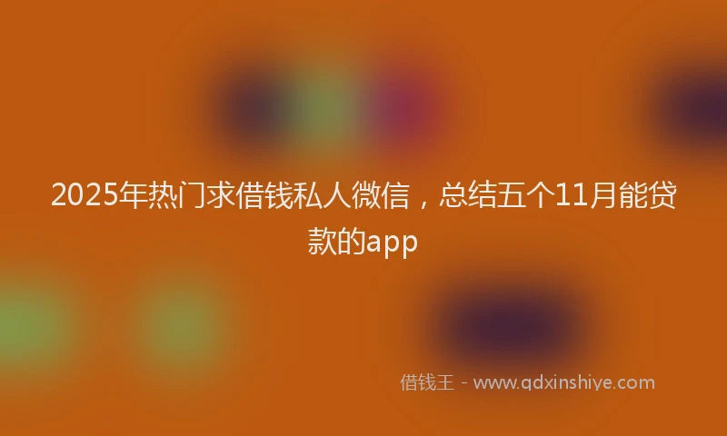 2025年热门求借钱私人微信，总结五个11月能贷款的app