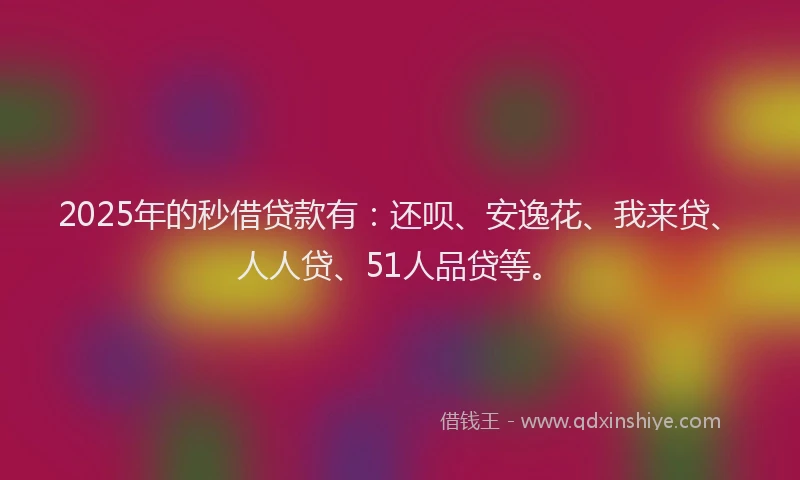 2025年的秒借贷款有：还呗、安逸花、我来贷、人人贷、51人品贷等。