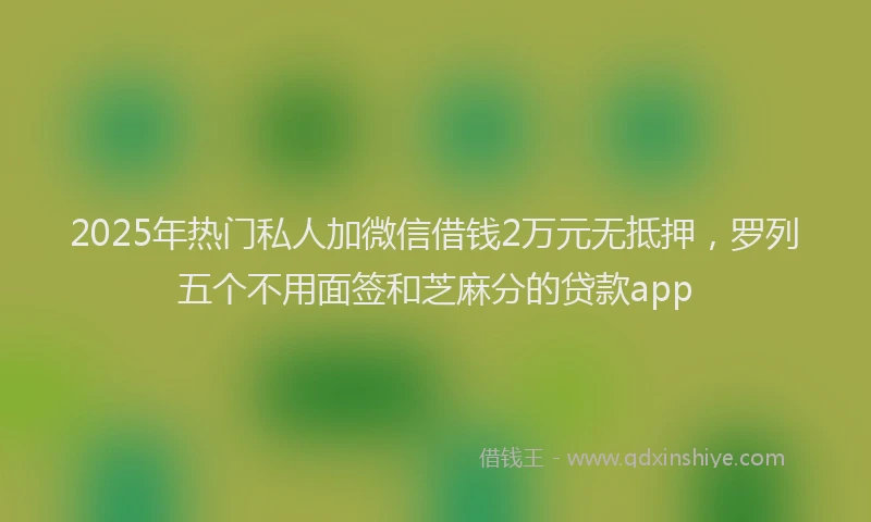 2025年热门私人加微信借钱2万元无抵押，罗列五个不用面签和芝麻分的贷款app