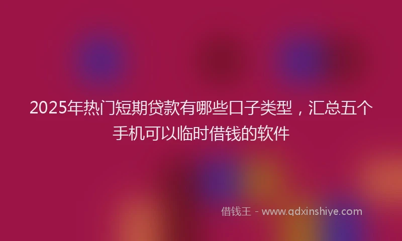 2025年热门短期贷款有哪些口子类型，汇总五个手机可以临时借钱的软件