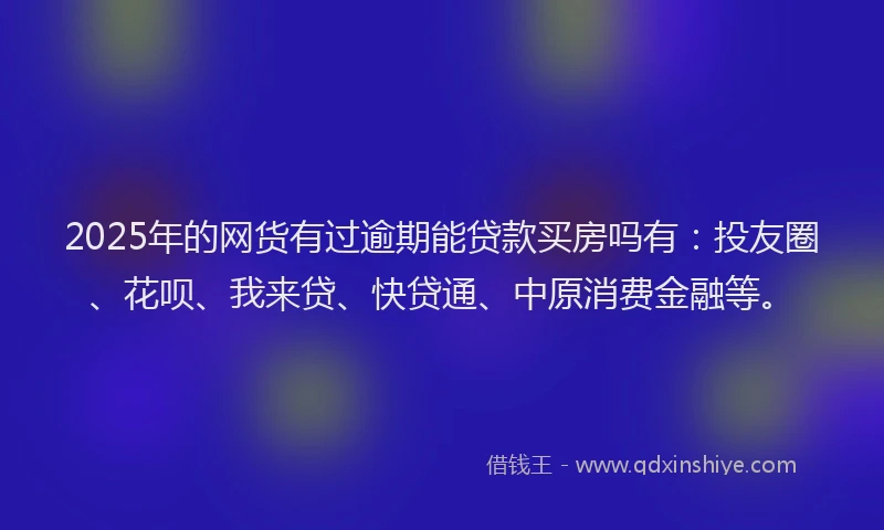 2025年的网货有过逾期能贷款买房吗有：投友圈、花呗、我来贷、快贷通、中原消费金融等。