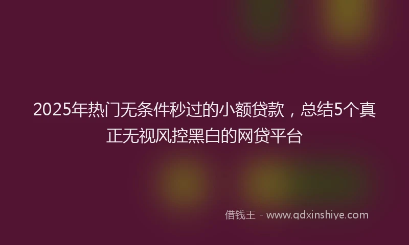 2025年热门无条件秒过的小额贷款，总结5个真正无视风控黑白的网贷平台