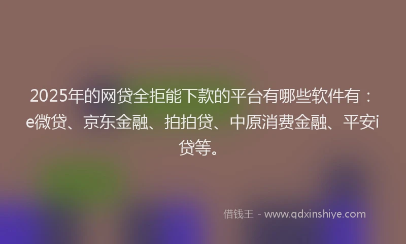 2025年的网贷全拒能下款的平台有哪些软件有：e微贷、京东金融、拍拍贷、中原消费金融、平安i贷等。
