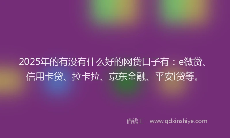 2025年的有没有什么好的网贷口子有：e微贷、信用卡贷、拉卡拉、京东金融、平安i贷等。