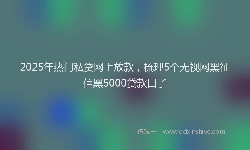 2025年热门私贷网上放款，梳理5个无视网黑征信黑5000贷款口子